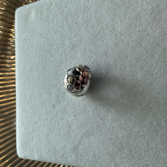 Pandora Silver and Gold Bracelet Charm with Floral Design - Picture 8 of 8